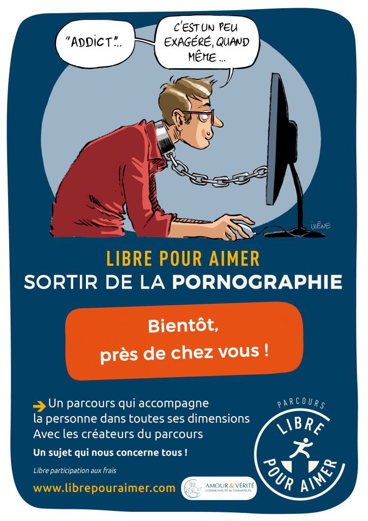 Enfin un parcours pour aider à sortir de l'addiction à la pornographie Affiche A4 Bientôt près de chez vous 724x1024
