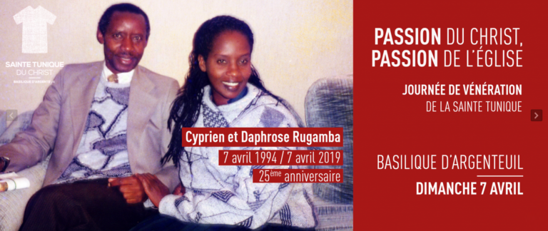 Le 7 avril, vénération de la Sainte Tunique pour les 25 ans de la mort des époux Rugamba Rugamba Argenteuil