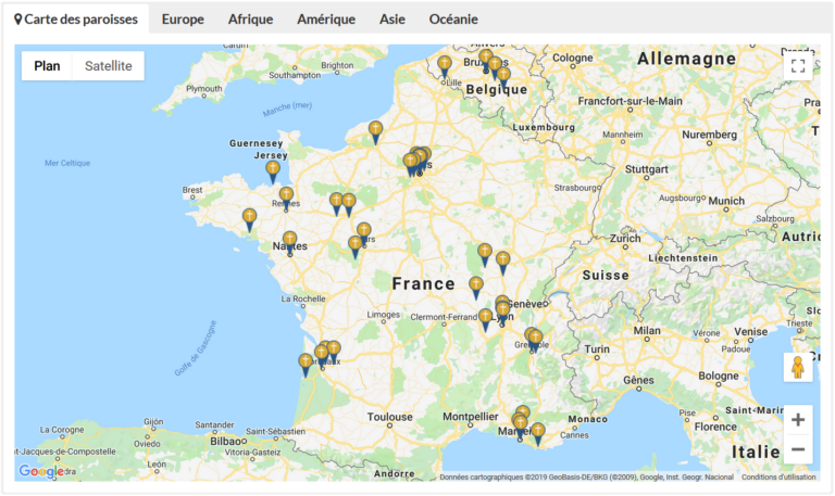 De nouvelles missions paroissiales pour la Communauté de l'Emmanuel Carte paroisses Emmanuel