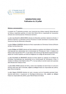 De nouvelles nominations de prêtres pour l'année 2020-2021 ! Nominations 2020