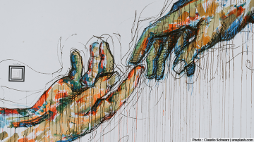Vignette mains Vinci Sixtine dessin unsplash