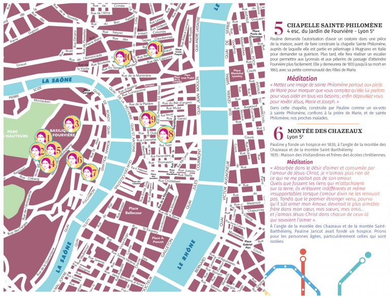 Dans les rues de Lyon, sur les pas de Pauline Jaricot Plan Jaricot Lyon extrait