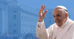 Communauté de l'Emmanuel Bandeau Francois bleu salut